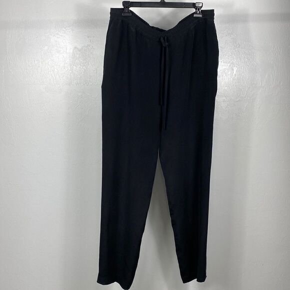 Laura Leigh Ltd Silk Black High Rise Straight Leg Pants Size M - Picture 1 of 8